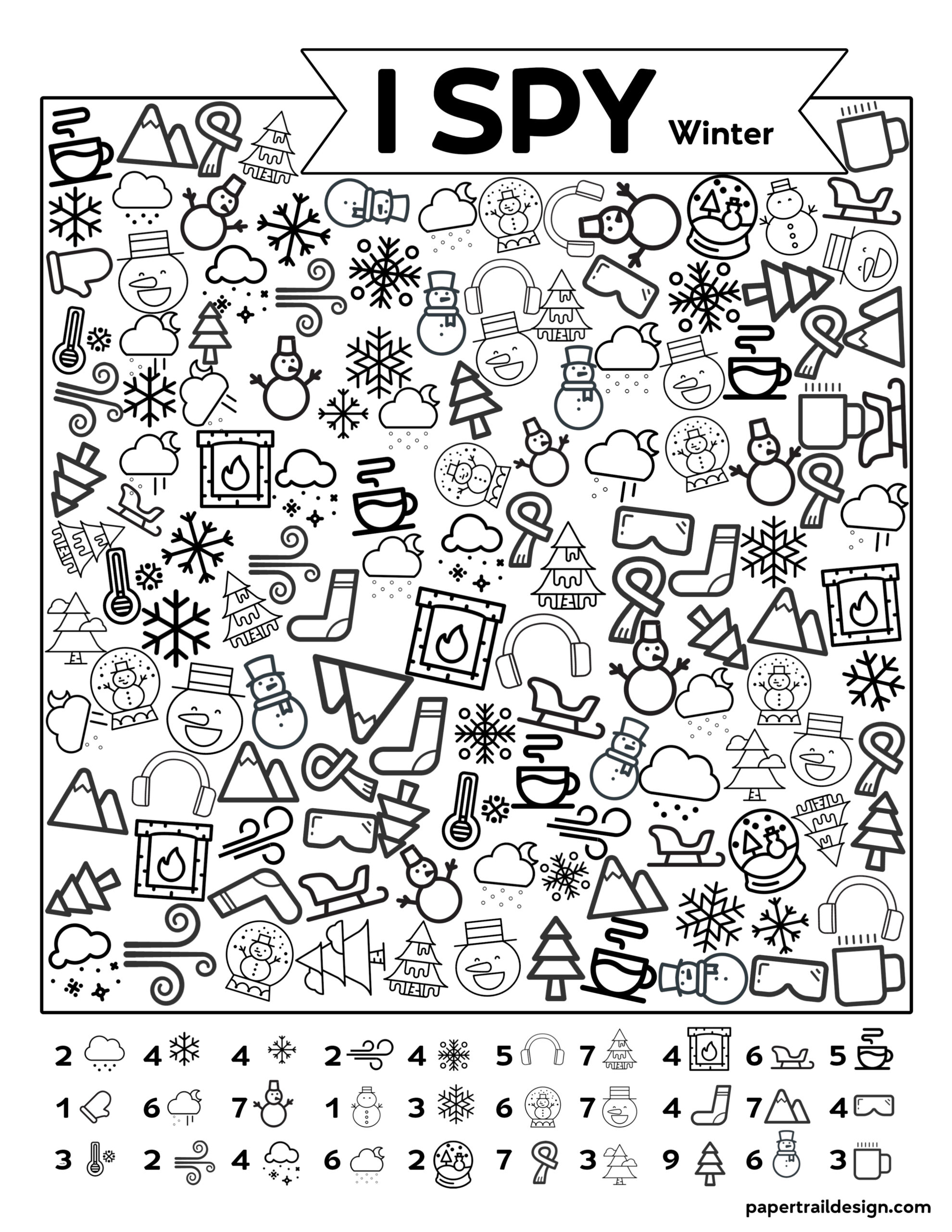 free printable i spy winter activity - paper trail design